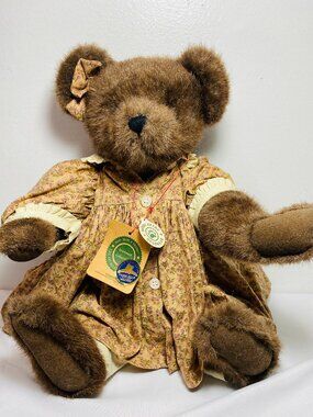 VNTG Boyds Bears "Corinna", 18" Jointed, Pink Floral Dress Muslin Pants, Retired